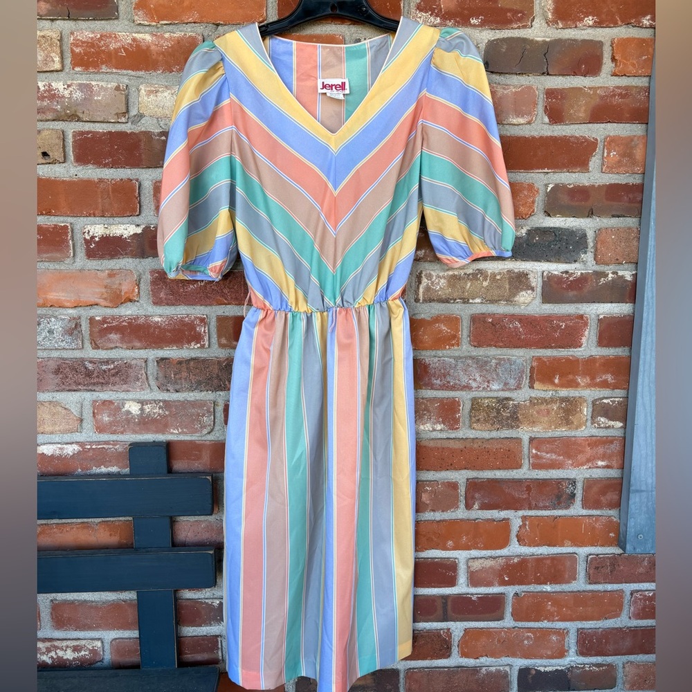Vintage Jerell Of Texas Pastel Stripe Dress